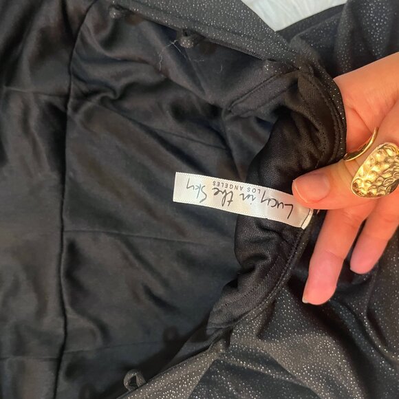 Lucy in the Sky Glitter Long Sleeve Corset Mini Dress in Black Small - Picture 6 of 6